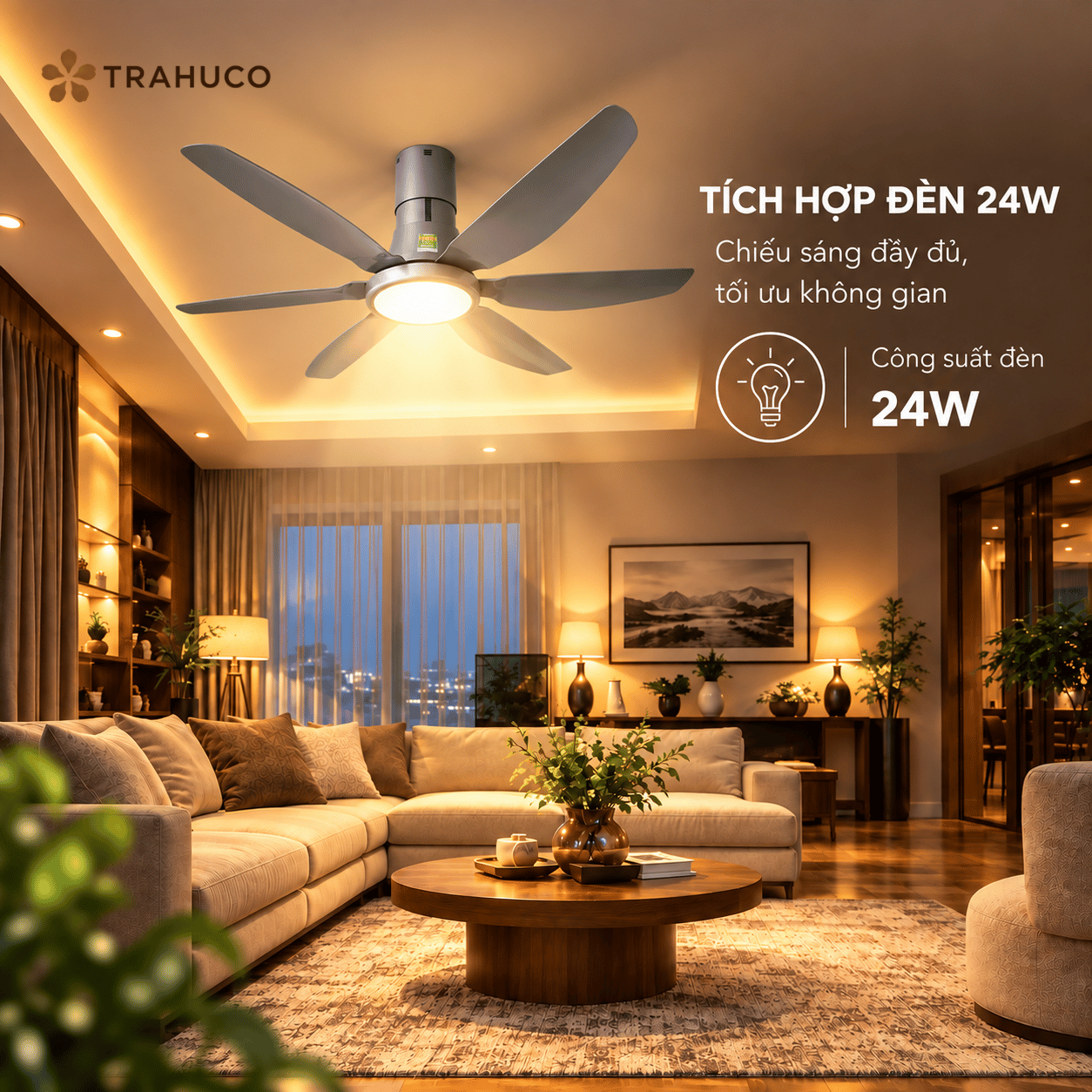 Quạt trần có đèn QT-06T - tiktok shop new 2
