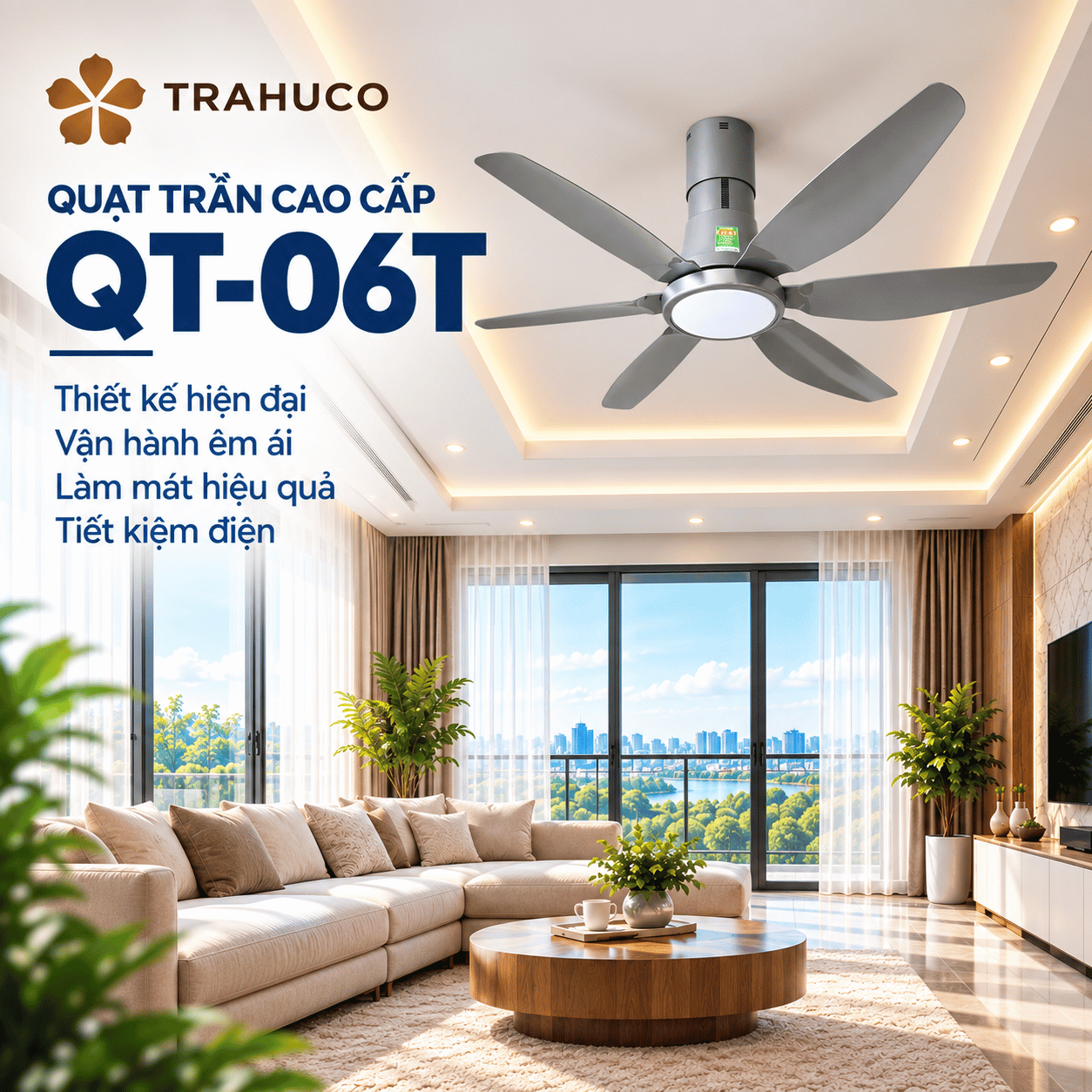 Quạt trần có đèn QT-06T - tiktok shop new 3